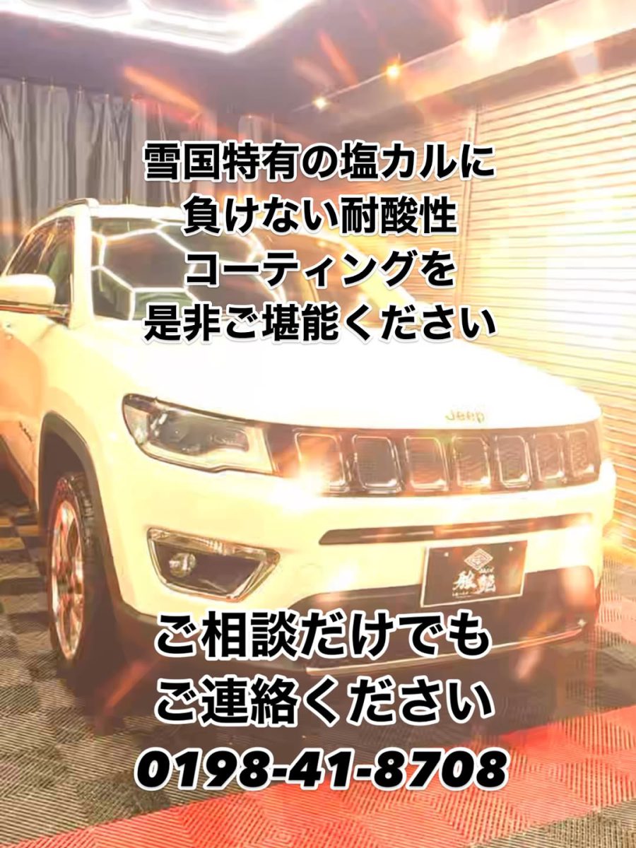 雪が滑り落ちてしまう楽しさもコーティング車両の面白さと言え…